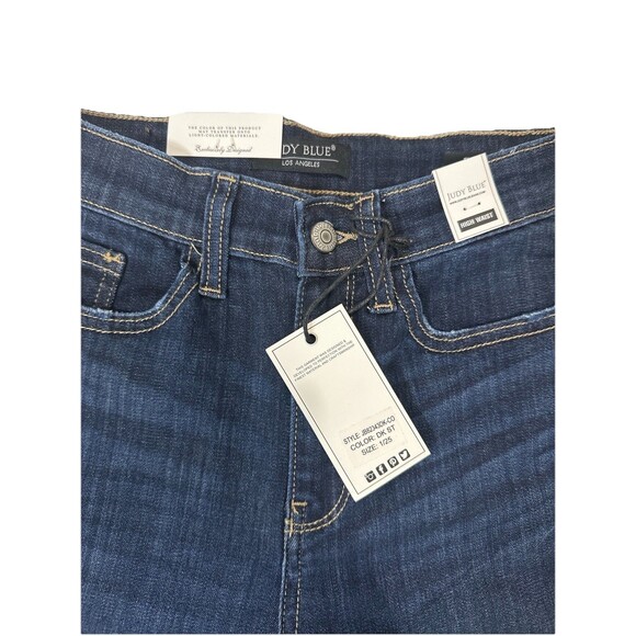 Judy Blue High Waist Flare Jeans Women’s Sz  1/25 Dark Wash Raw Hem Stretch NWT - Picture 8 of 12